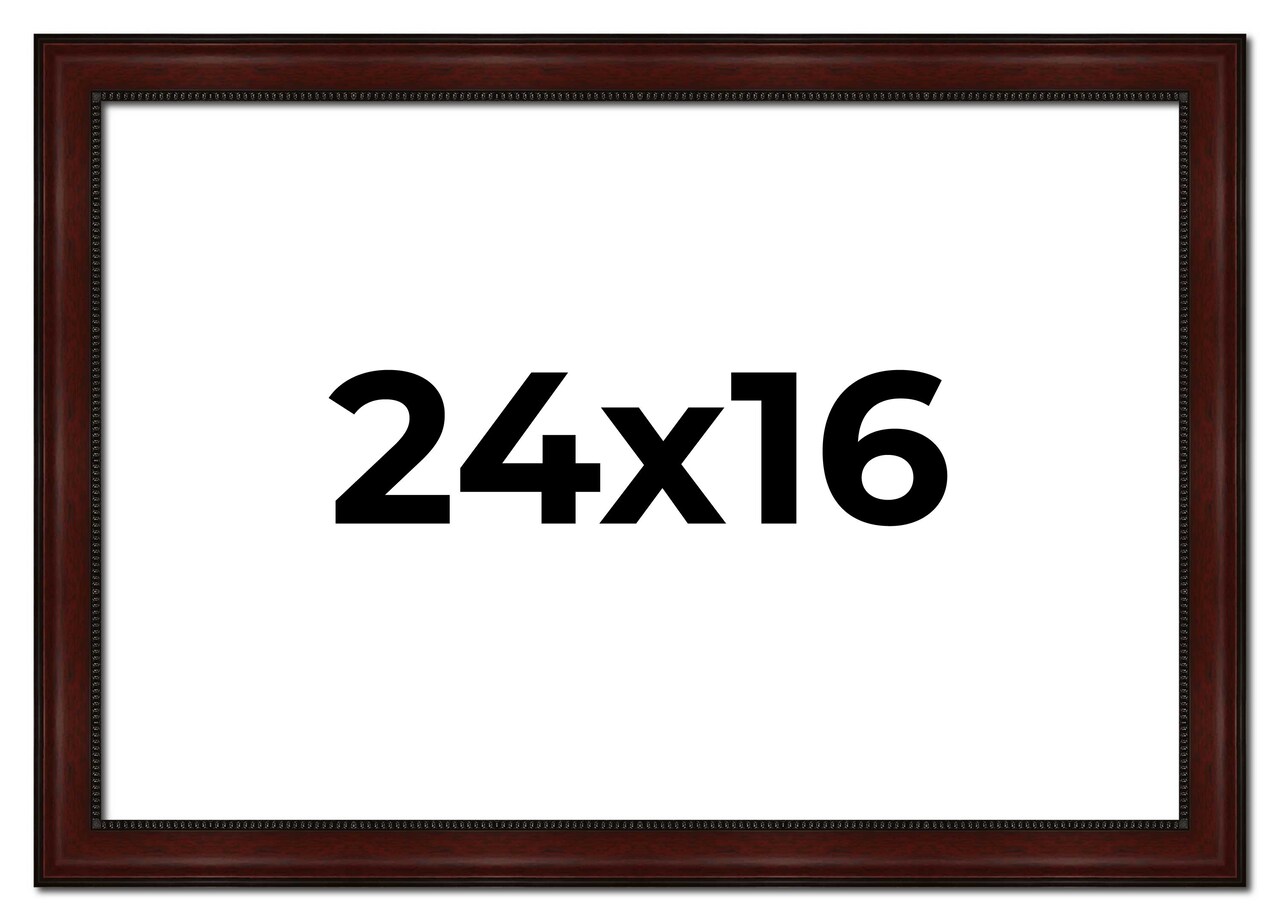 24x16 Distressed Brown Picture Frame - UV Acrylic, Foam Board Backing, Hanging Hardware